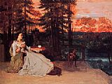 Gustave Courbet Famous Paintings - Seated woman in the terrace